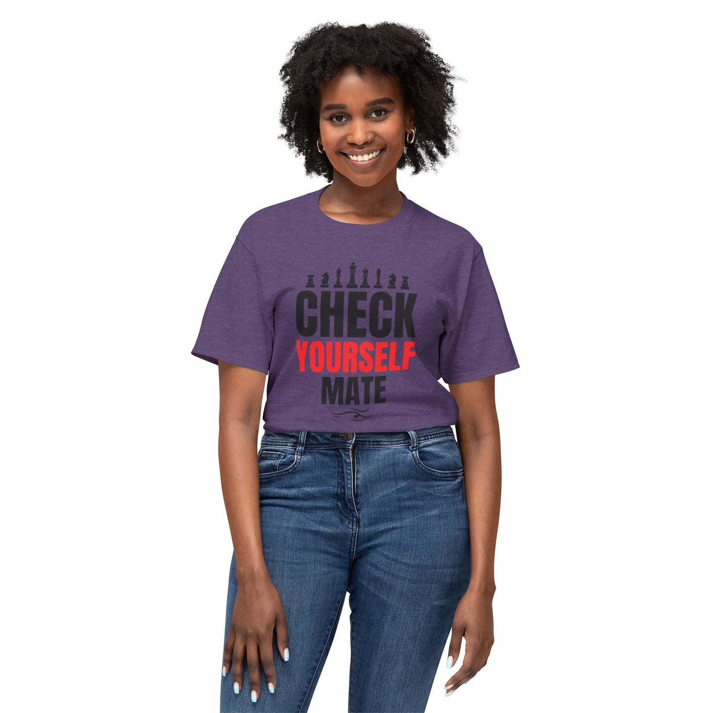 Check Yourself Mate Chess T-Shirt, Unisex Fun Tees for Gamers, Gift for Chess Lovers, Casual Style, Tournament Apparel