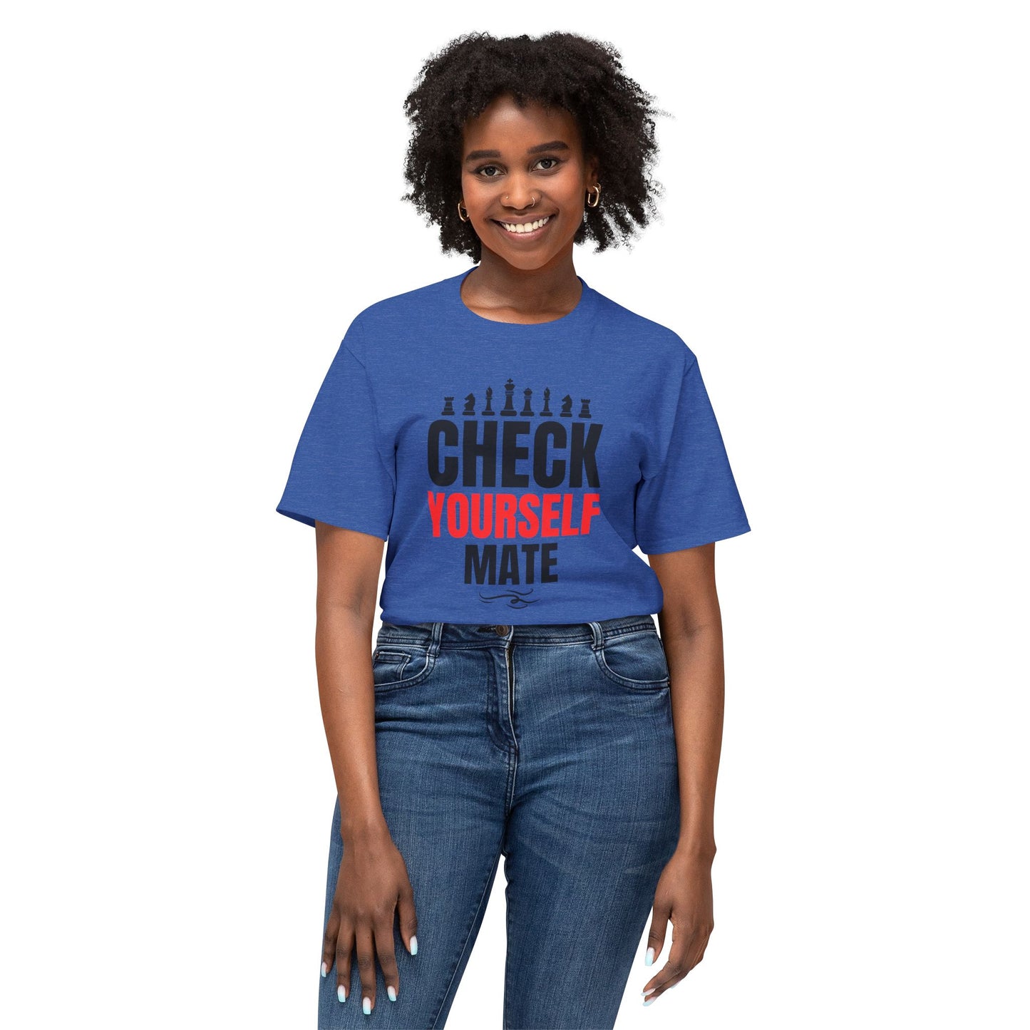 Check Yourself Mate Chess T-Shirt, Unisex Fun Tees for Gamers, Gift for Chess Lovers, Casual Style, Tournament Apparel