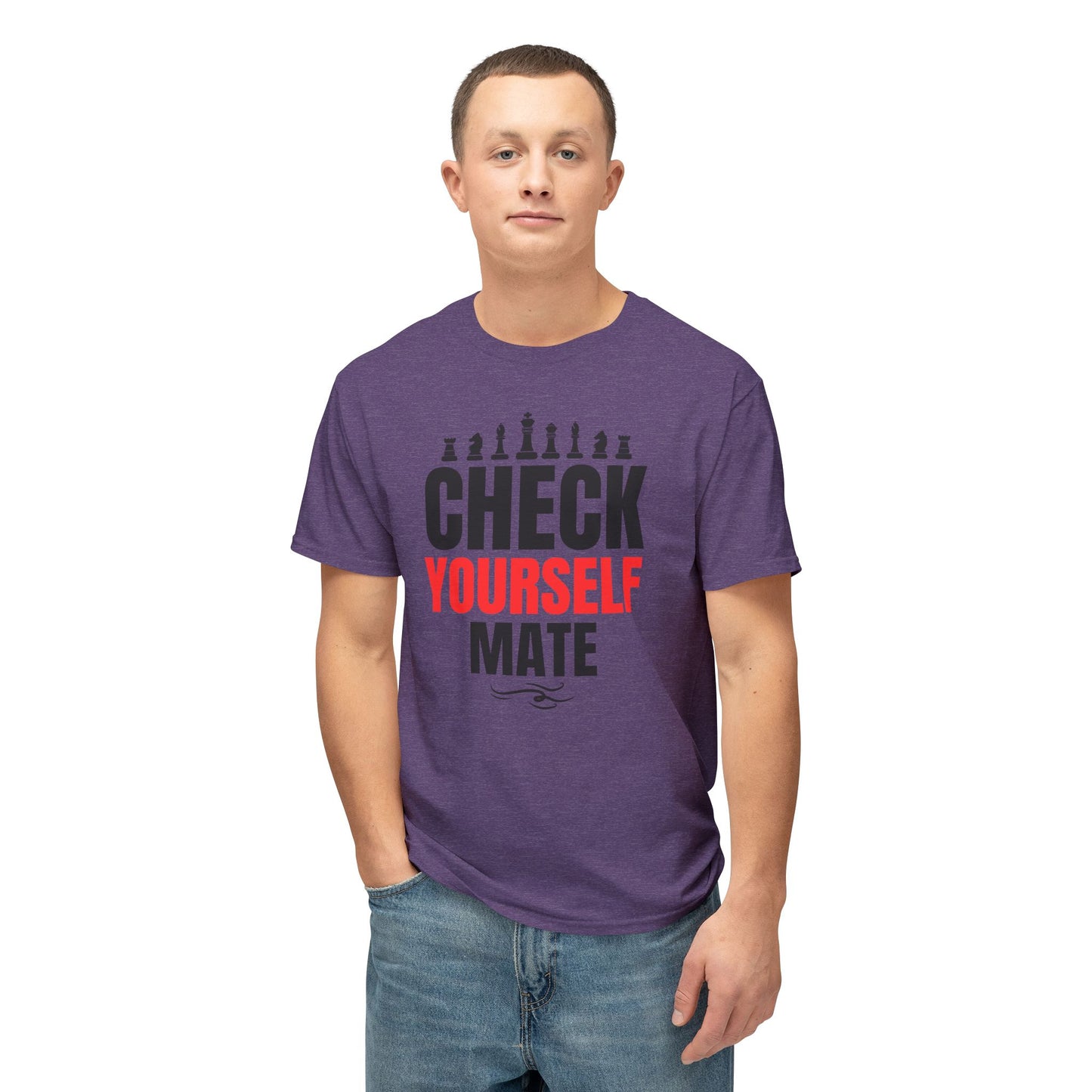 Check Yourself Mate Chess T-Shirt, Unisex Fun Tees for Gamers, Gift for Chess Lovers, Casual Style, Tournament Apparel
