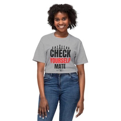 Check Yourself Mate Chess T-Shirt, Unisex Fun Tees for Gamers, Gift for Chess Lovers, Casual Style, Tournament Apparel