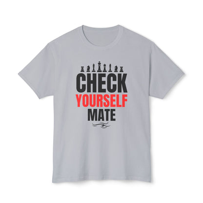 Check Yourself Mate Chess T-Shirt, Unisex Fun Tees for Gamers, Gift for Chess Lovers, Casual Style, Tournament Apparel