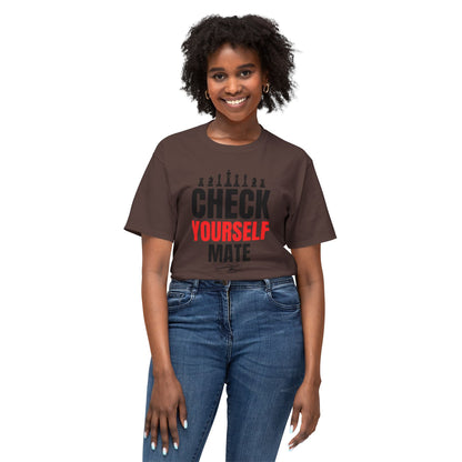 Check Yourself Mate Chess T-Shirt, Unisex Fun Tees for Gamers, Gift for Chess Lovers, Casual Style, Tournament Apparel