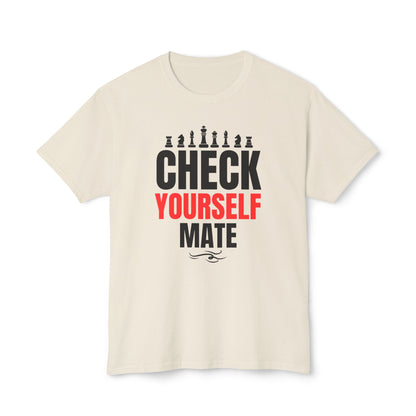 Check Yourself Mate Chess T-Shirt, Unisex Fun Tees for Gamers, Gift for Chess Lovers, Casual Style, Tournament Apparel