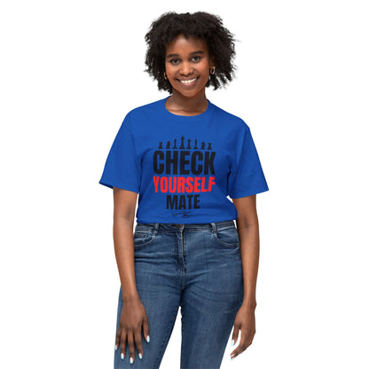 Check Yourself Mate Chess T-Shirt, Unisex Fun Tees for Gamers, Gift for Chess Lovers, Casual Style, Tournament Apparel