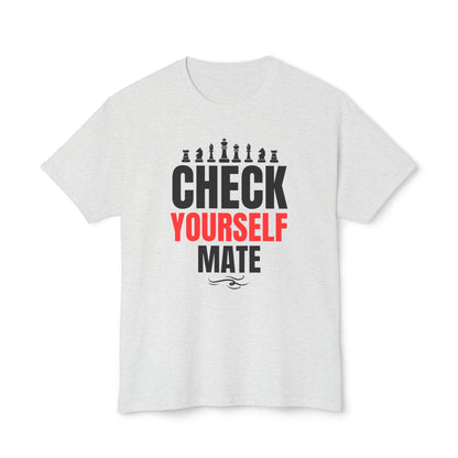 Check Yourself Mate Chess T-Shirt, Unisex Fun Tees for Gamers, Gift for Chess Lovers, Casual Style, Tournament Apparel