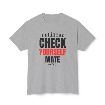 Check Yourself Mate Chess T-Shirt, Unisex Fun Tees for Gamers, Gift for Chess Lovers, Casual Style, Tournament Apparel