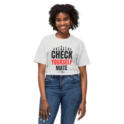 Check Yourself Mate Chess T-Shirt, Unisex Fun Tees for Gamers, Gift for Chess Lovers, Casual Style, Tournament Apparel