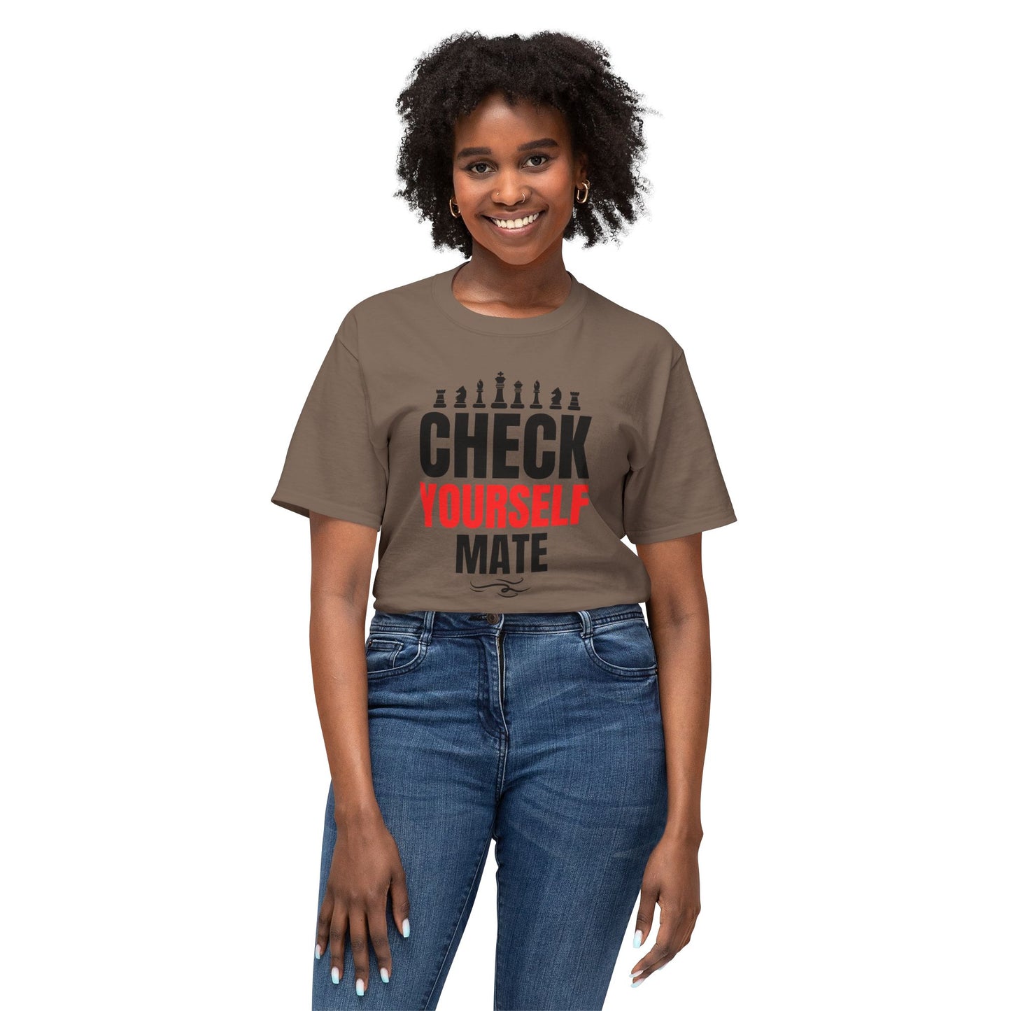 Check Yourself Mate Chess T-Shirt, Unisex Fun Tees for Gamers, Gift for Chess Lovers, Casual Style, Tournament Apparel