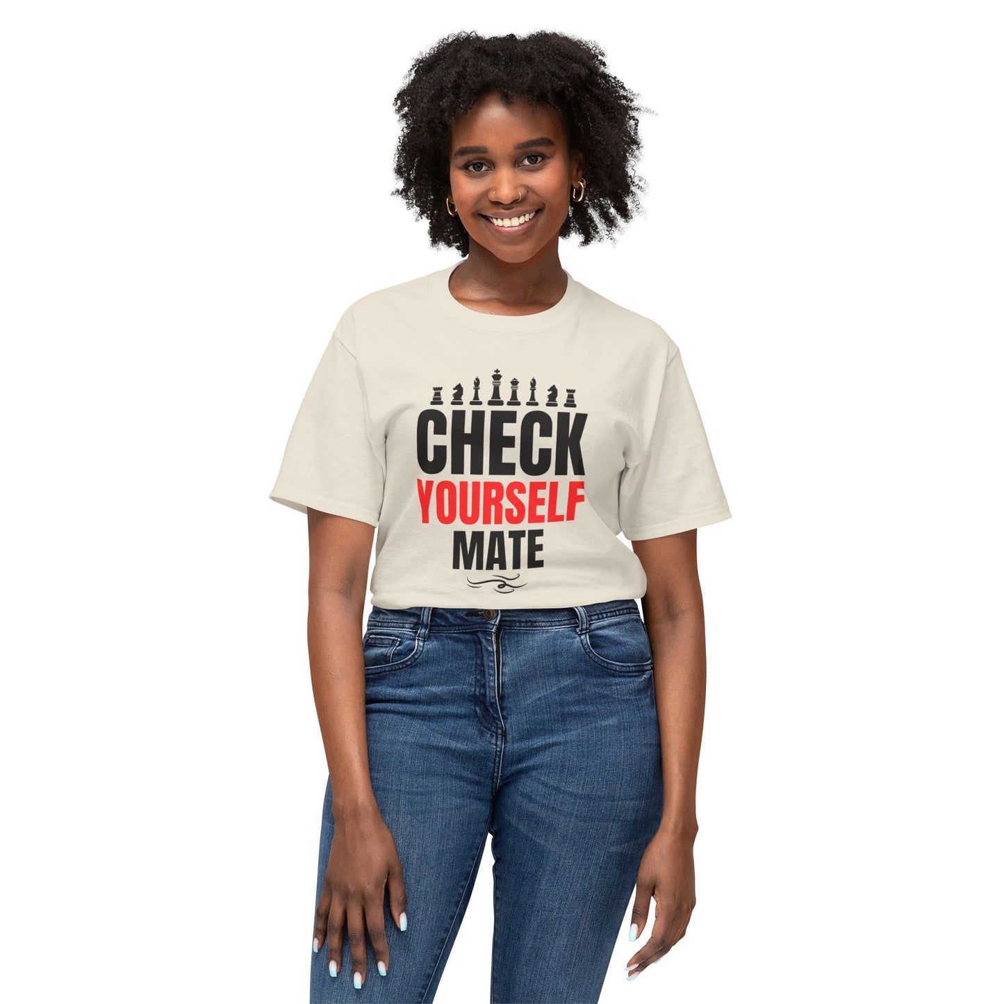 Check Yourself Mate Chess T-Shirt, Unisex Fun Tees for Gamers, Gift for Chess Lovers, Casual Style, Tournament Apparel